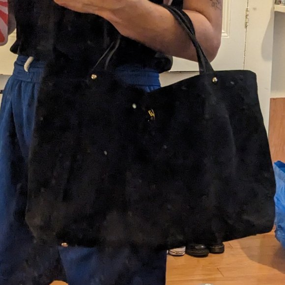 Kate Spade - Large Black Suede Tote w/ Gold Hardware - Picture 5 of 5